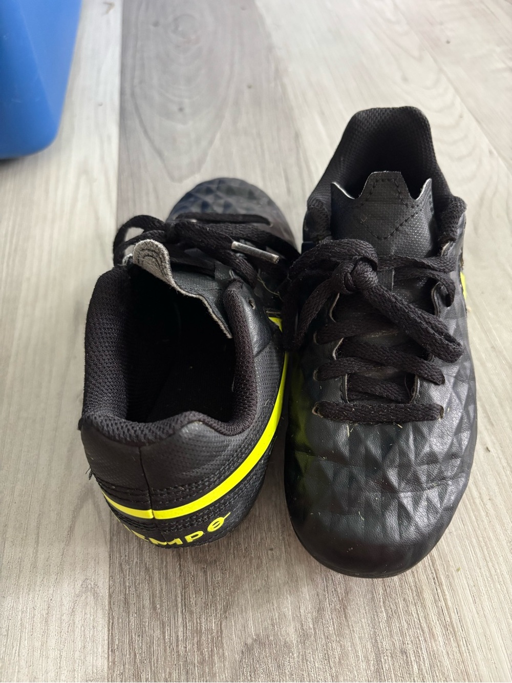 Kids Black and Neon Yellow Soccer Cleats